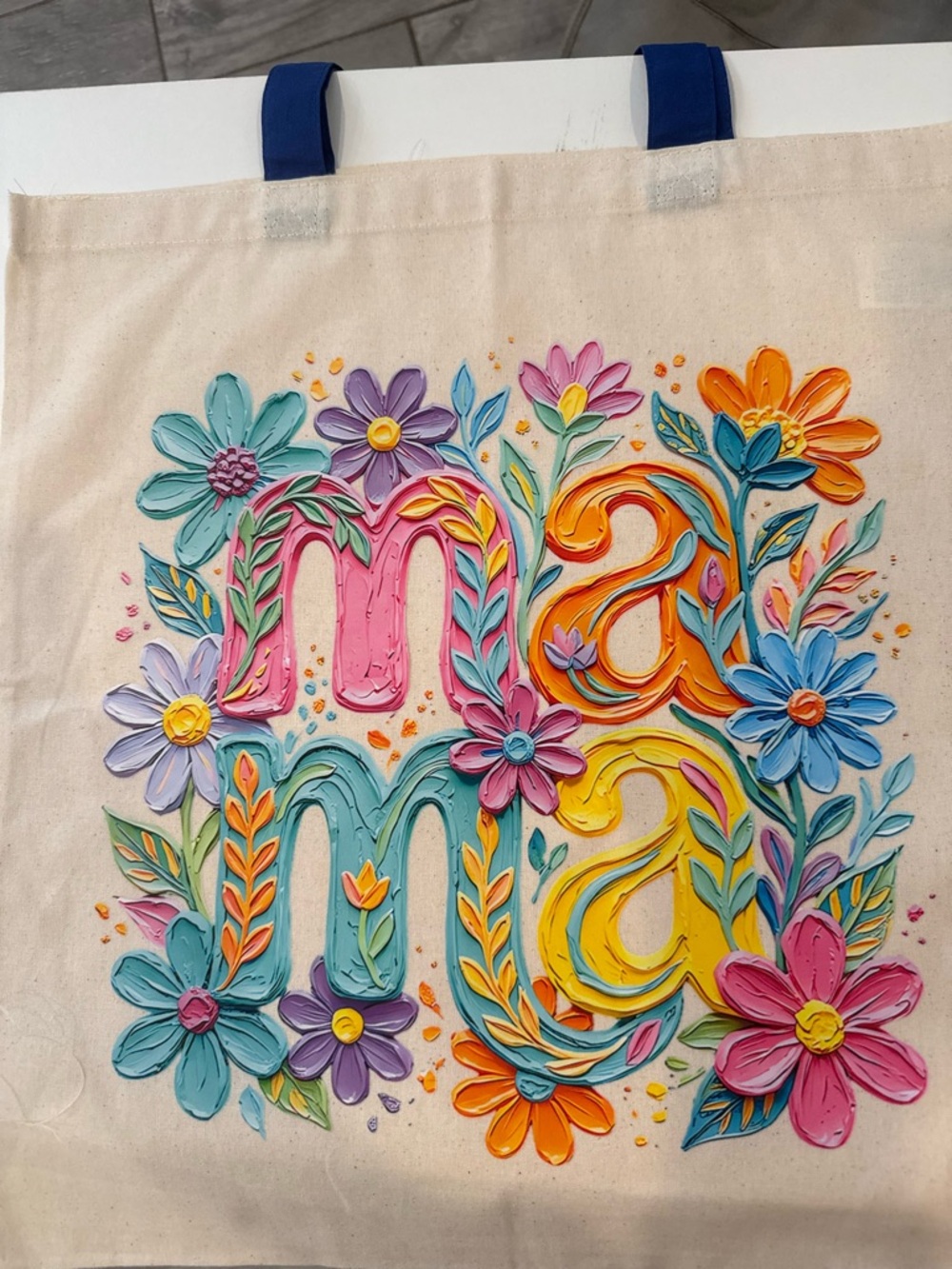 Floral 'mama' Colorful Canvas Tote. Made to order! Mother’s Day gift!!